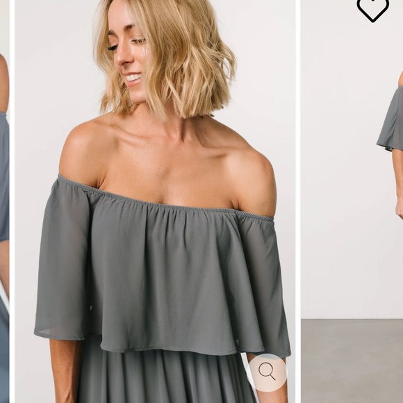 Baltic Born Sonia Off Shoulder Maxi Dress Large Dusty Blue NWT - Picture 3 of 15